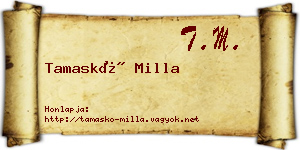 Tamaskó Milla névjegykártya
